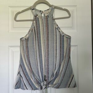 Blue Striped Halter Tank Top